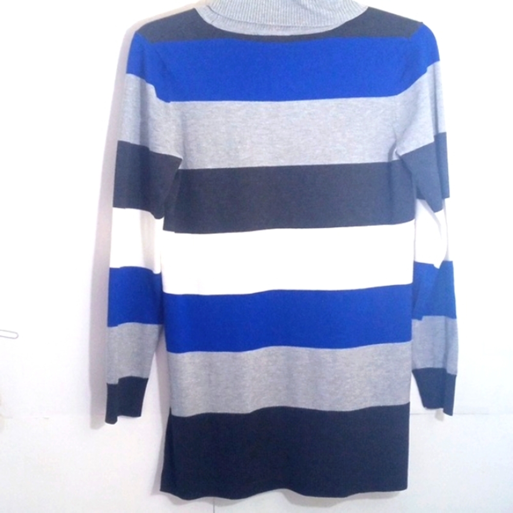 CABLE & GAUGE COWLNECK SWEATER Color-Block - Blue, Gray & White - SIZE Med NWT - Picture 4 of 8
